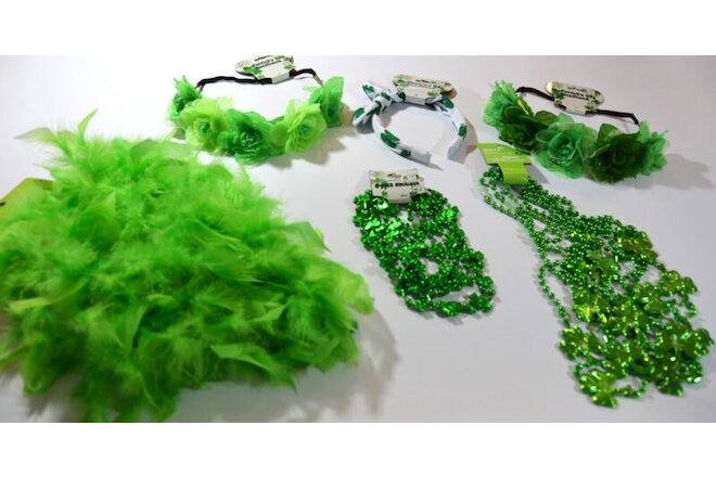 11 Piece St Patricks Day Party Pack Headbands Boa And Shamrock Necklaces