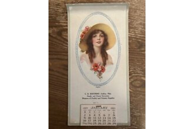 1927 Complete calendar C. B. Hoffmire Fancy Groceries Victorian Woman Ad
