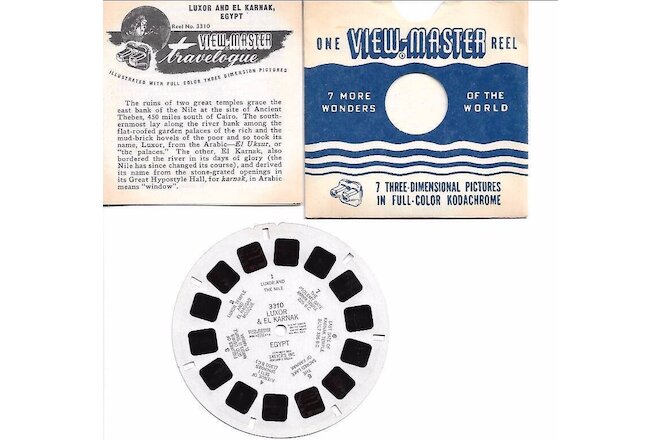 Luxor and El Karnak Egypt,Viewmaster Reel 3310 and Booklet