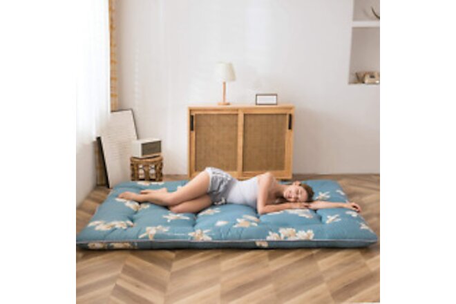 Floral Printed Rustic Style Japanese Floor, Futon Mattress for Adults Foldable R