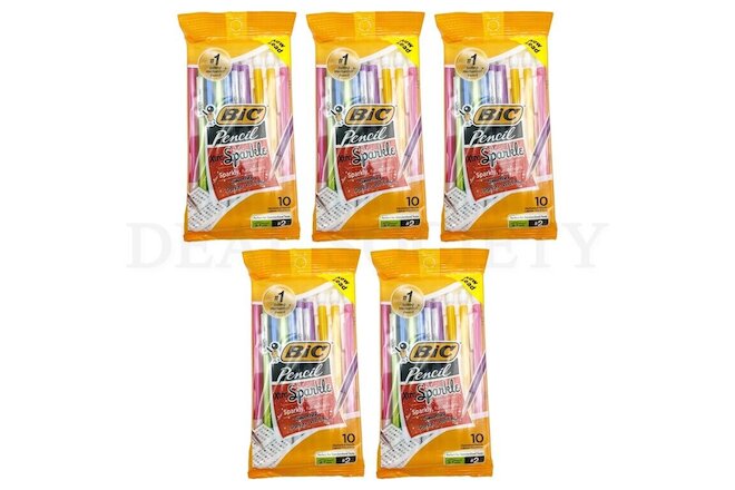 BiC Xtra Sparkle Mechanical Pencil 0.7mm (#2) 50 PENCILS - LOT OF 5 BAGS