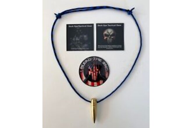 .50 Cal HOG TOOTH Sniper ..Brass ..Paracord ...Necklace ..+ 1 Decal  ..Blue Line
