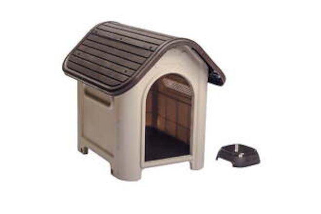 MQ Dog House with Bowl for Small to Medium Breeds, Espresso, Beige