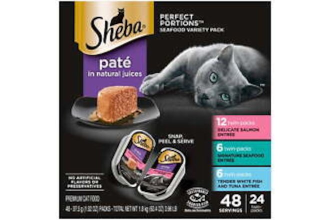 Wet Cat Food Pate Variety Pack, Signature Seafood, Delicate Salmon and Tender