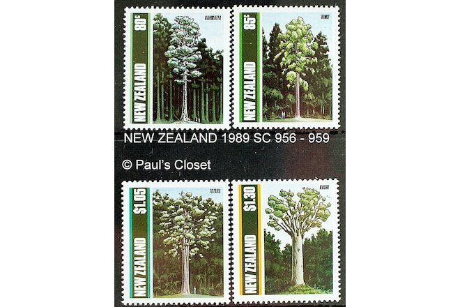 NEW ZEALAND TREES SET OF 4~1989 SC 956 - 959 80¢, 85¢, $1.05 & $1.30 MNH OG VF