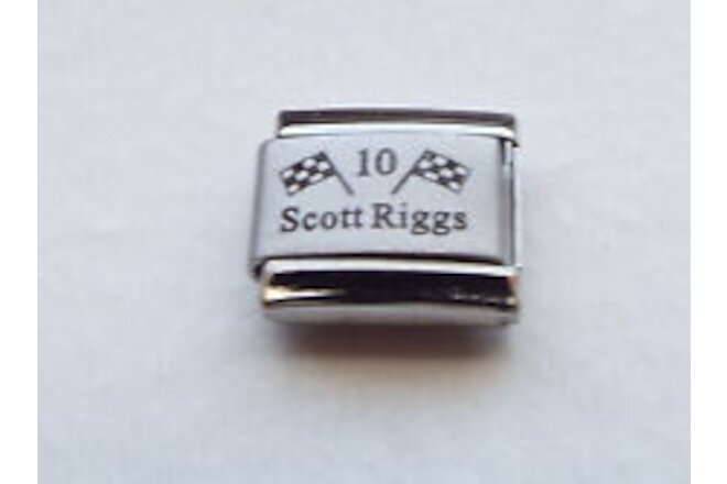Scott Riggs 10 Nascar flags laser 9mm stainless steel italian charm link new