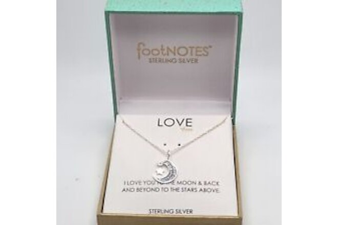Footnotes Sterling Silver LOVE Necklace Moon Star I Love You To The Moon & Back