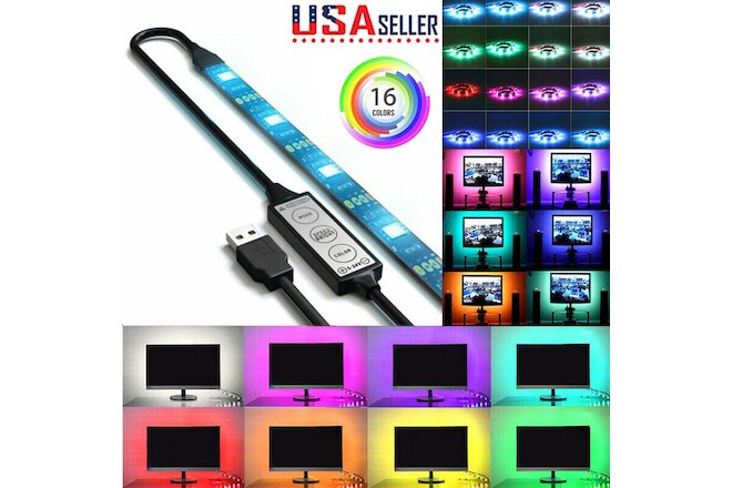 USB RGB 5050 LED Bias Lighting Strip For TV LCD HDTV Monitor Background Light US