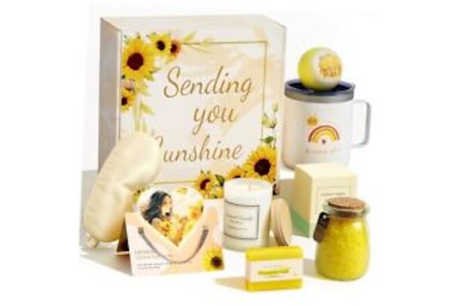 Birthday Gifts for Women,  8-Pcs Sunflower Style Gift Basket for Women, Get