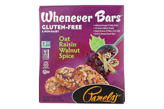 Pamela's Products Whenever Bars Oat Raisin Walnut Spice, 1.41-ounce Bars, 5 Bars