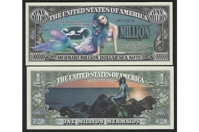 Lot of 100 BILLS - Mermaid Million Dollar Sea Note Mythical Million