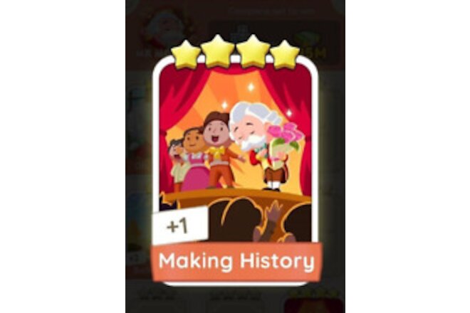 Monopoly Go Sticker - Making History ⭐️⭐️⭐️⭐️ (4 Star) / 1800+ feedback! 🇺🇸