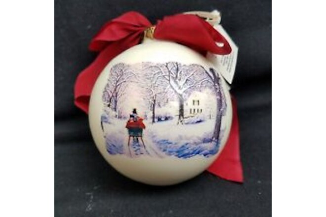 The Family Tree Picture Globe Ornament Sleigh in the Snow, 3" Ball, Orcas Island