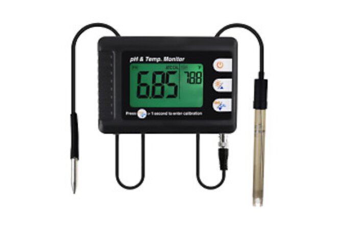 PH Monitor Digital pH Meter&Temperature Meter Water Quality Tester with ATC and