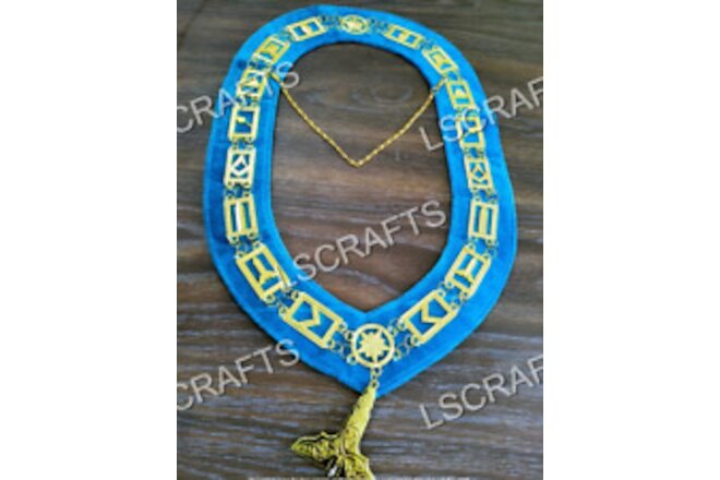 Masonic Master Masons Blue Lodge Gold Collar Chain +Senior Warden Jewel