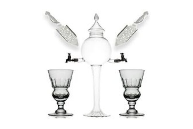 Absinthe Set - Glass Pearl Bubble Fountain Dripper with 2 Spouts, Absinthe Dr...