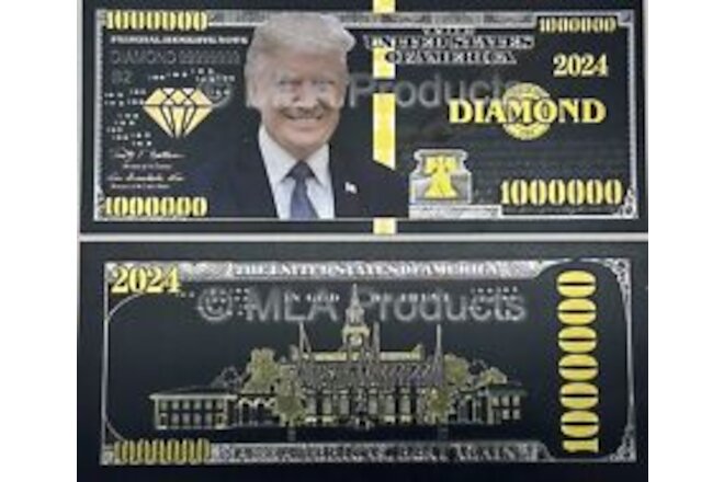 ✅ Donald Trump 2024 Presidential Black Diamond Million Bill w Sleeve and Stand ✅