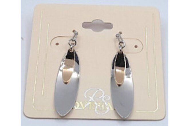 RS Covenant Two-Tone Hypo-Allergenic 2" Floating Leaf Feather Dangle Earrings