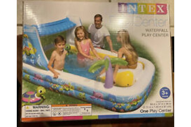 Intex Kiddie Inflatable Waterfall Play Center with Slide, Pool Toys& Sprayer New