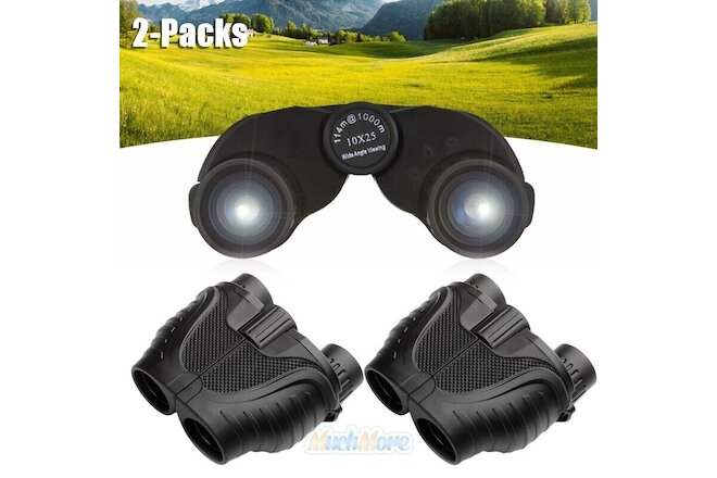 2Packs 10X25 Zoomable Binoculars with Night Vision BAK4 High Power Waterproof US