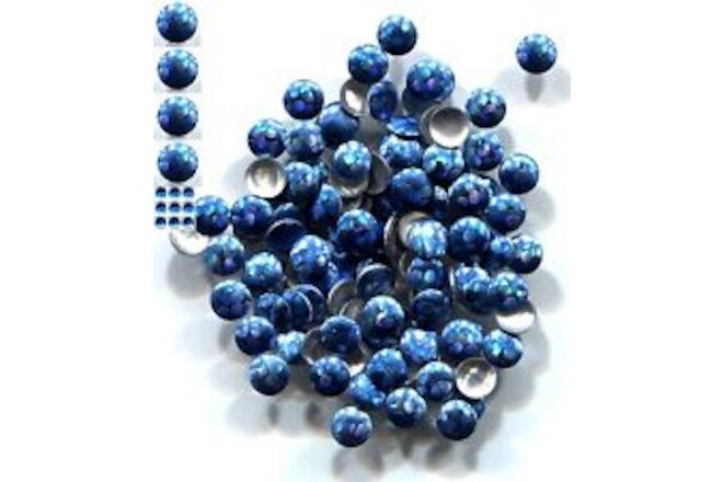 HOLOGRAM Round Nailheads BLUE SUEDE  2mm Hotfix   2 Gross  288 Pieces