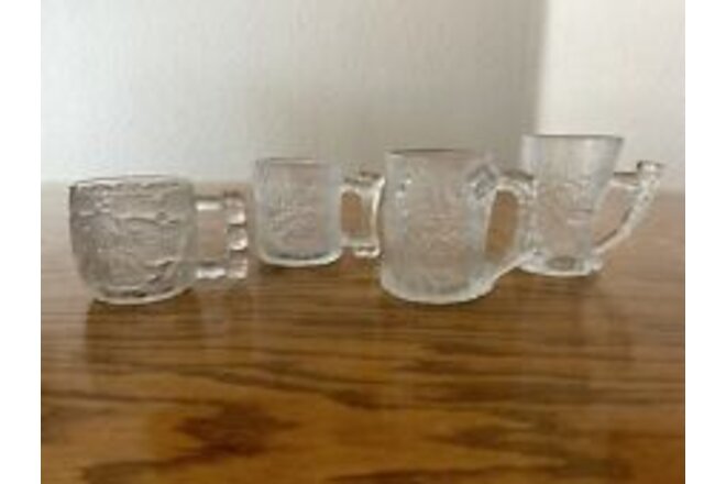 Vintage 1993 Flinstones McDonald’s Glass Mugs Complete Set of 4