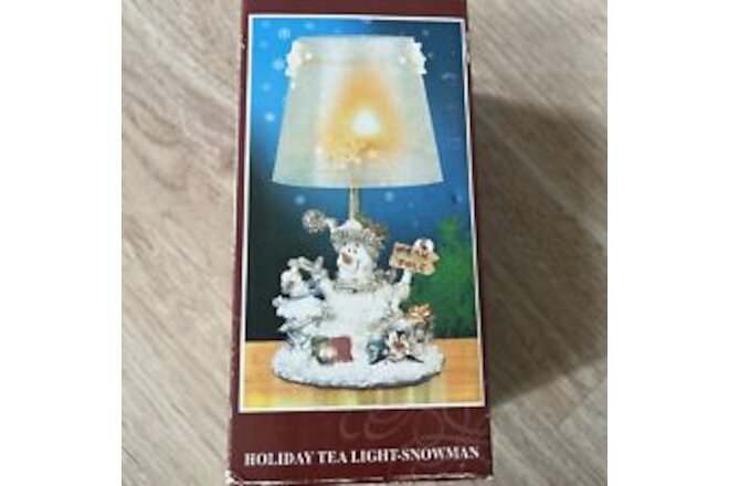 New Holiday Tea Light Snowman Candle Lamp Deco North Pole Buddies X-Mas Deco