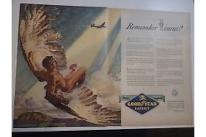 Good Year Aircraft Icarus Ww2 Vintage Print Ad 1943 20x14