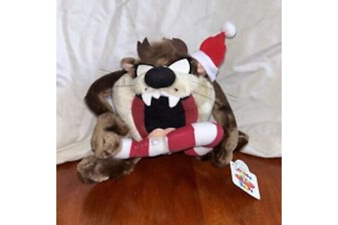 New Looney Tunes Applause 1994 TAZ Devil Christmas Plush w/ Candy Cane Stuffed
