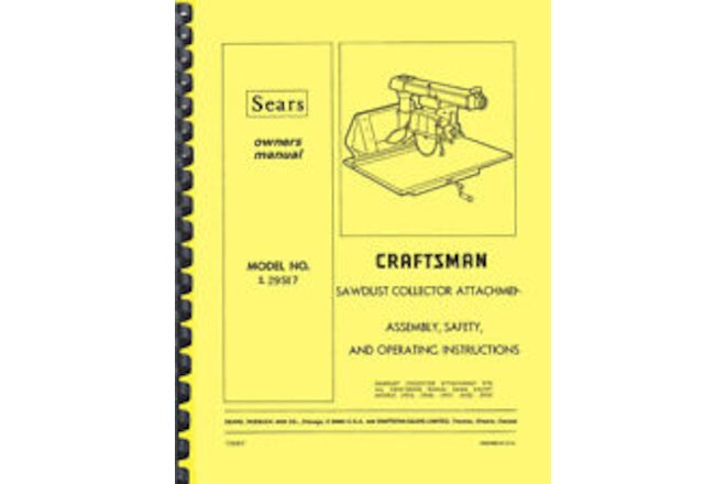 Sears Craftsman 9-29517 Sawdust Collector Attachment Instructions Manual