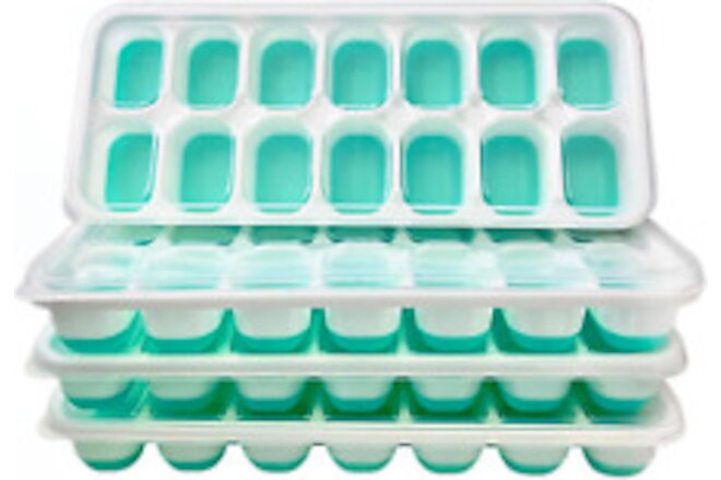 Ice Cube Tray 4 Pack, Easy-Release & Flexible 56 Pcs Silicone Ice Cube Trays wit