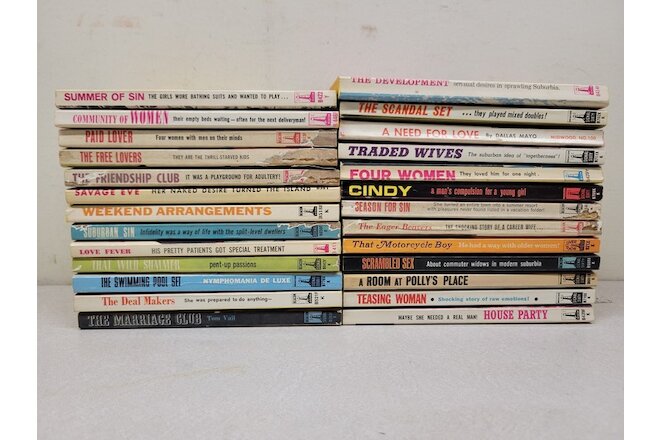 Vintage Lot of 26 Pulp Fiction Erotica Paperback Books Adult Novel RARE!!!