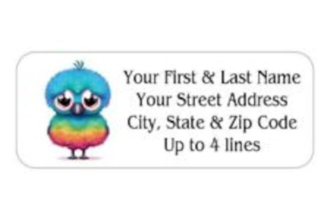 150 Emu Rainbow Mailing Return Address Labels Personalized  1 x 2 5/8 in.