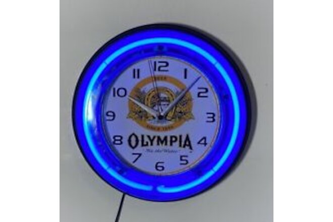 Olympia Brewing logo neon wall hanging clock