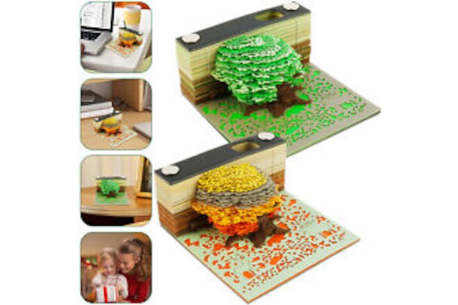 3D Desk Note Pad 115 Pages Creative Tree Memo Pad with Pen Holder cak