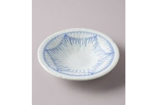 ANTHROPOLOGIE Blue & White Gray Motif Stoneware TAKA Bowl Japan