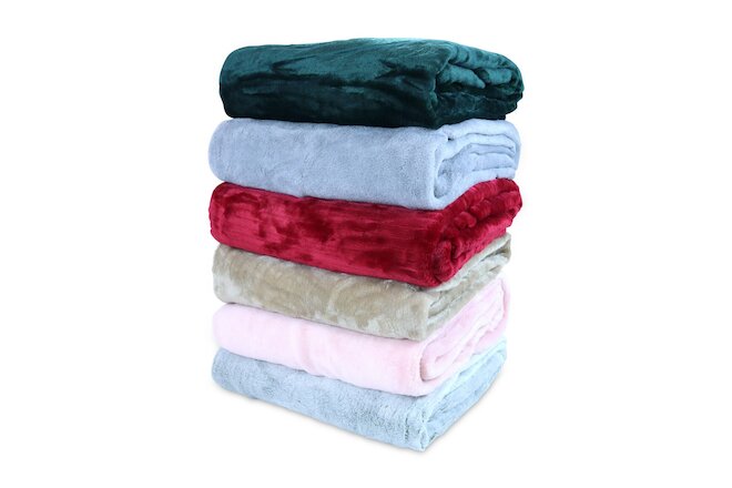 Bulk Lot of 12 Coral Fleece Blankets - 50 x 60 Assorted Soft Throw Blanket Set
