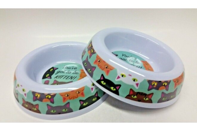 2 Cat Food Water Dish Pet Sturdy Feeding Bowls 4-4.5" Dia Bowl "You've got to be