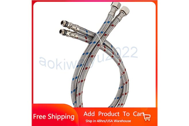 24'' Long Kitchen Faucet Connector Braided Stainless Supply Hose 9/16'' Female