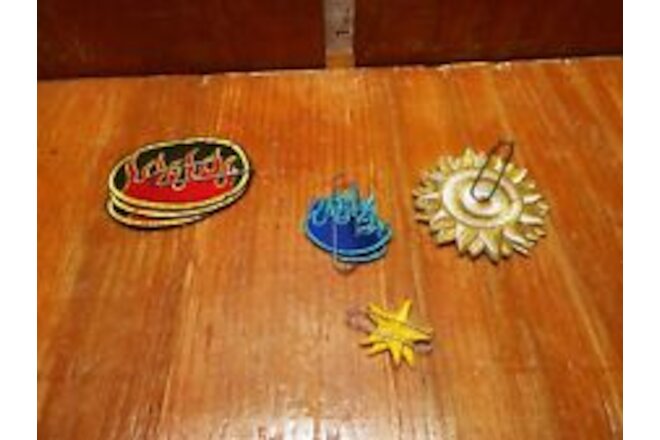 Embroidery Iron on Patch x2 Gold Sun, x2 Yellow Star, x2 Blue Flames, x3 Flames