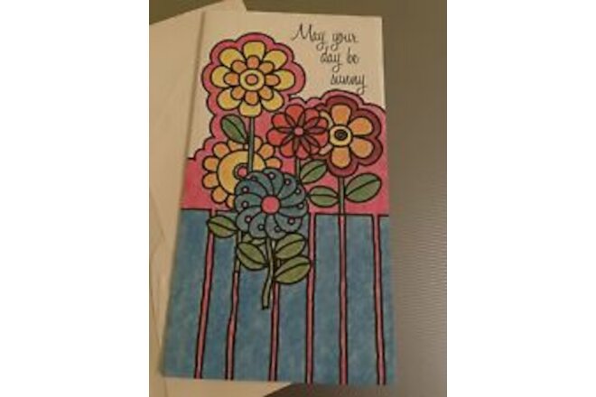 Vintage 60's greeting card note Sunny floral Rhinehart Ephemera Junk Journal