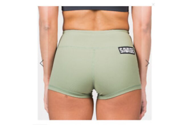 Women’s Savage Barbell Gym Workout Booty Shorts, Size Medium, Moss Green NWT