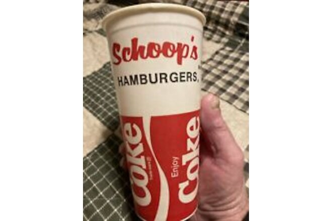 VINTAGE  Schoop’s Hamburgers Wax Paper Cups Drive In Restaurant 6 5/8” tall