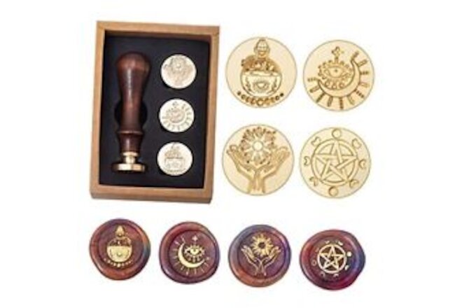 Wiccan Wax Seal Stamp Set, Pagan Pentagram Moon Phases 4Pcs wax seal stamp Kit