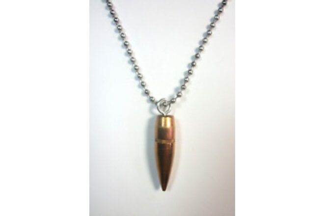 Hogs Tooth Full Metal Jacket .308 Match Bullet Pendant Necklace 24" Ball Chain
