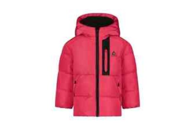 Reebok Toddler Girls Winter Puffer Jacket Coat Hooded Parka Pink Fleece Lined 2T