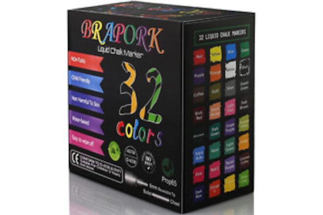 Liquid Chalk Markers [ Pack of 32 Color ] - for Chalkboard Signs