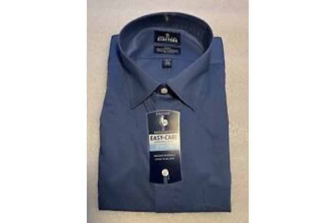 Stafford Mens 17.5 34 35 Shirt Travel Wrinkle Free Oxford Long Sleeve NEW W/ TAG