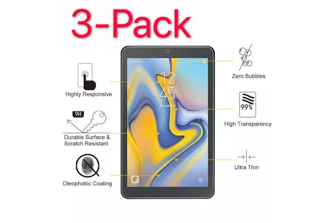 3 PACK Tempered Glass Screen Protector for Samsung Galaxy Tab A 8.0 2018 SM-T387