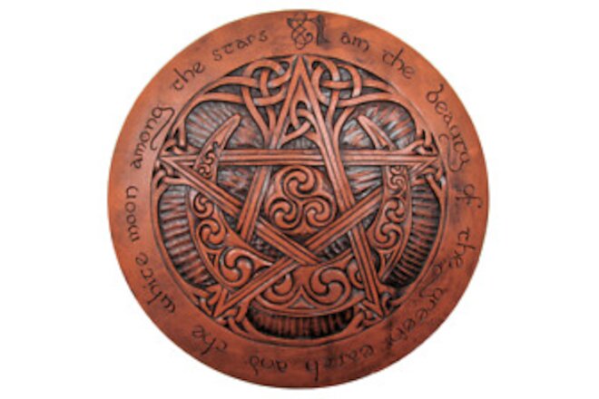 Large Moon Pentacle Plaque - Wood Finish - Dryad Design Pagan Wicca Pentagram